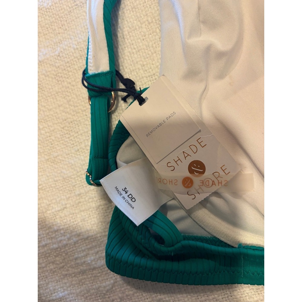Shade and Shore Emerald Green Ribbed Bralette top & High Waist Black Bottom New - Picture 10 of 10